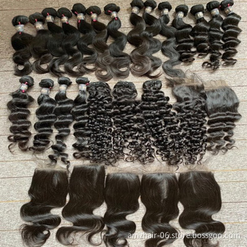 Wholesale Cheap Raw Indian 100% Human Hair Bundles With Lace Frontal Closure Vendor Virgin Cuticle Aligned Human Hair Extension